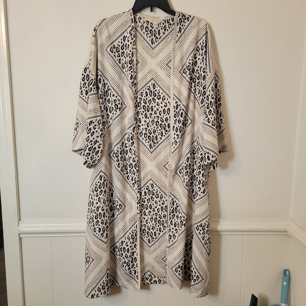 Anthropologie Mignon Doo One Size Kimono Cover-Up Leopard Print